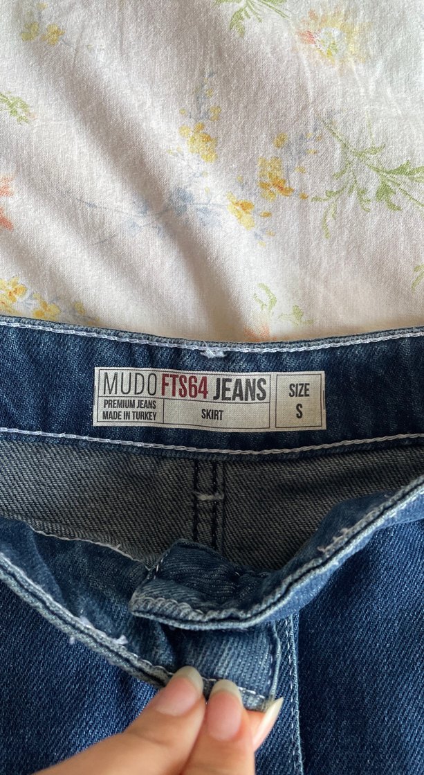 Düğmeli Lacivert Denim Midi Etek - Görsel 2