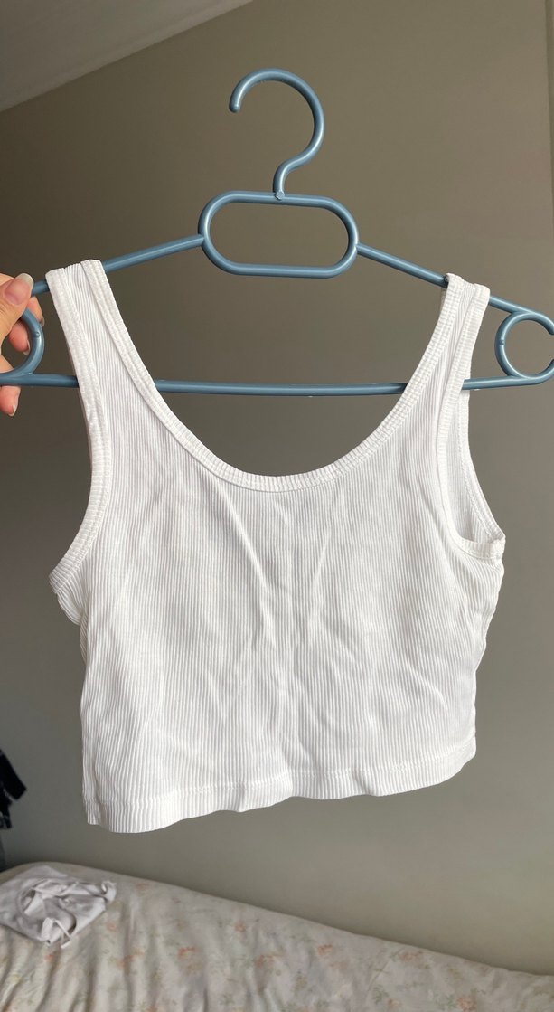 Beyaz Askılı Crop - Görsel 2