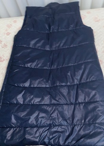 Düğmeli Uzun Lacivert Kadın Yelek - Görsel 3