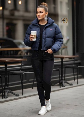 Tommy Hilfiger  Puff Mont, Dar Kesim, Midi Boy - Görsel 4