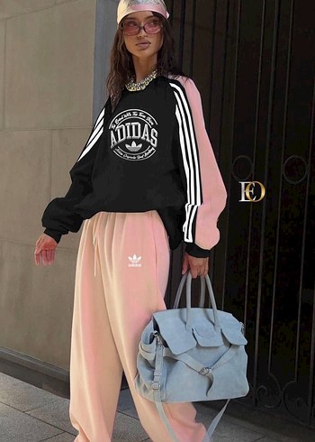 Pembe Baskılı Adidas Kadın Eşofman Takımı - Görsel 5