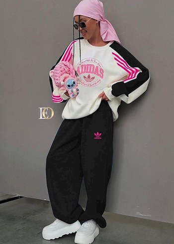 Pembe Baskılı Adidas Kadın Eşofman Takımı - Görsel 4