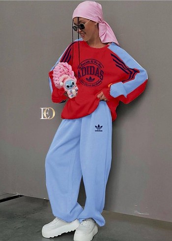 Pembe Baskılı Adidas Kadın Eşofman Takımı - Görsel 3