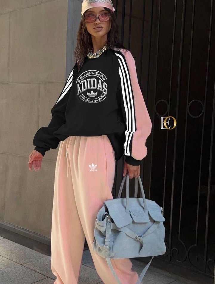 Pembe Baskılı Adidas Kadın Eşofman Takımı - Görsel 5