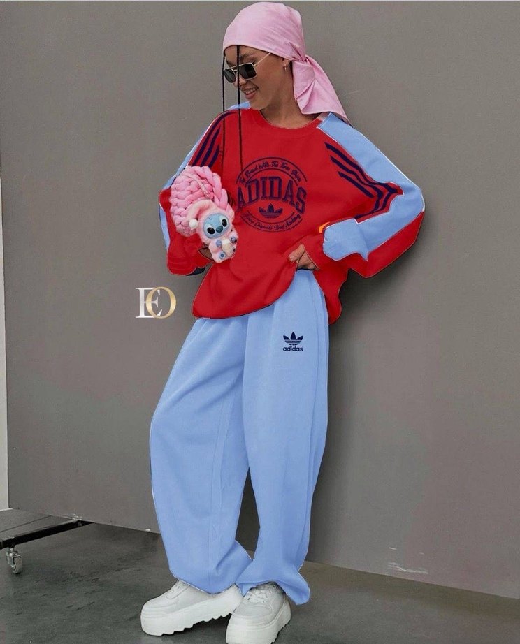 Pembe Baskılı Adidas Kadın Eşofman Takımı - Görsel 3