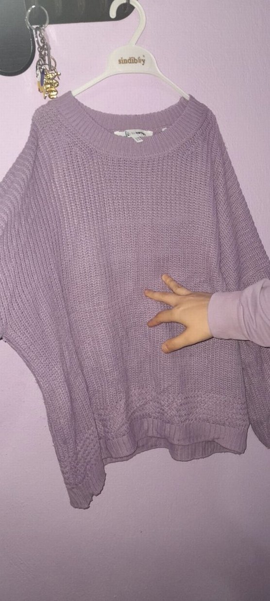 Mor Örgü Kadın Triko Kazak - Görsel 4
