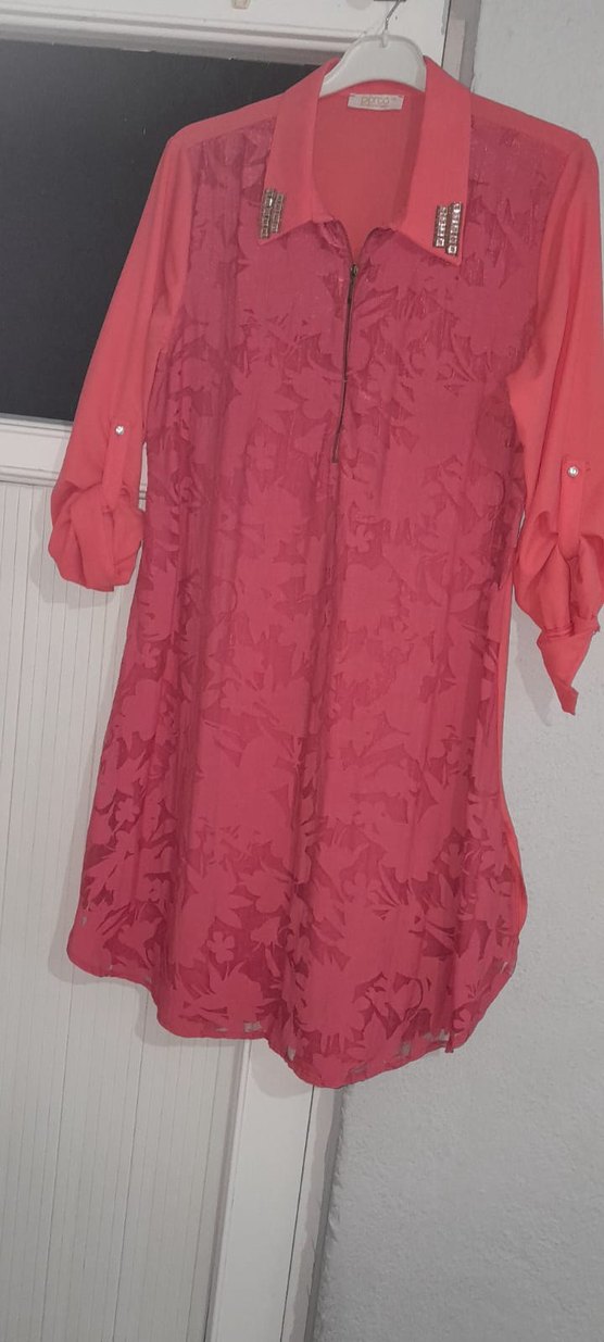 Pembe Uzun Kollu Bohem Desenli Tunik - Görsel 2