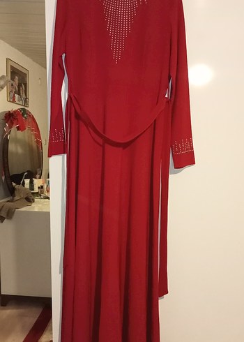 Bordo Uzun Kollu Drapeli Kadın Elbise - Görsel 4