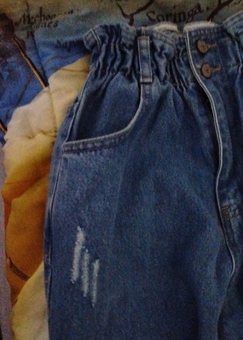 Kadın Mavi  kot pantolon - Görsel 4