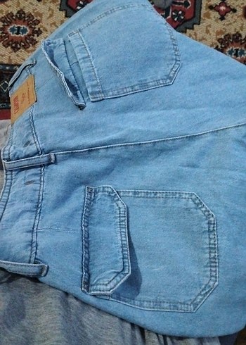 Düğmeli Bohem Mavi Denim Midi Pantolon - Görsel 8