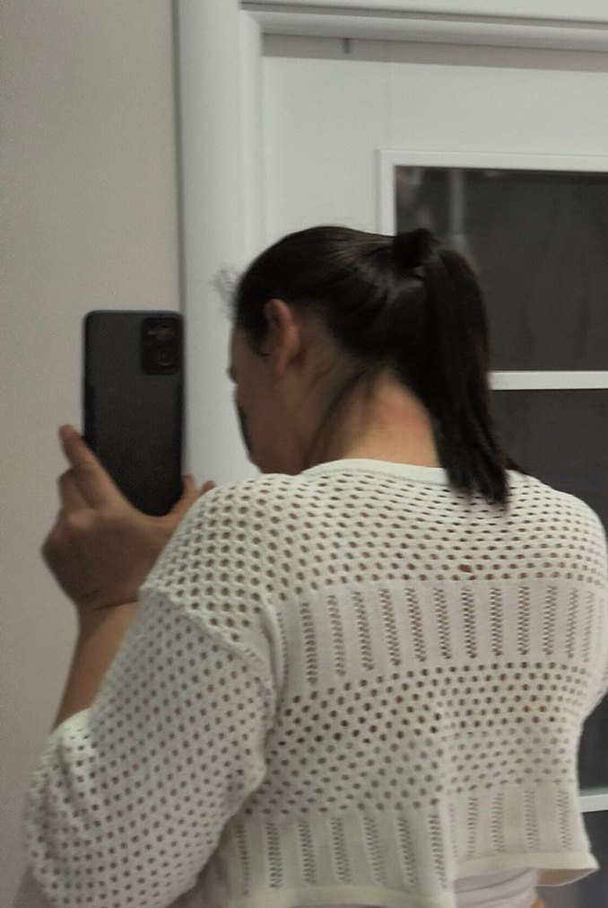 Örgü Detaylı Beyaz Kadın Triko - Görsel 2