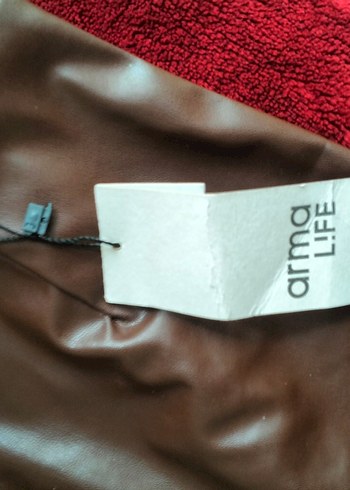 Kahverengi Deri Fermuarlı Kadın Pantolon - Görsel 5