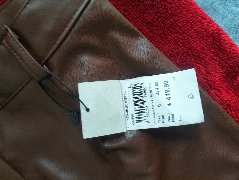 Kahverengi Deri Fermuarlı Kadın Pantolon - Görsel 4