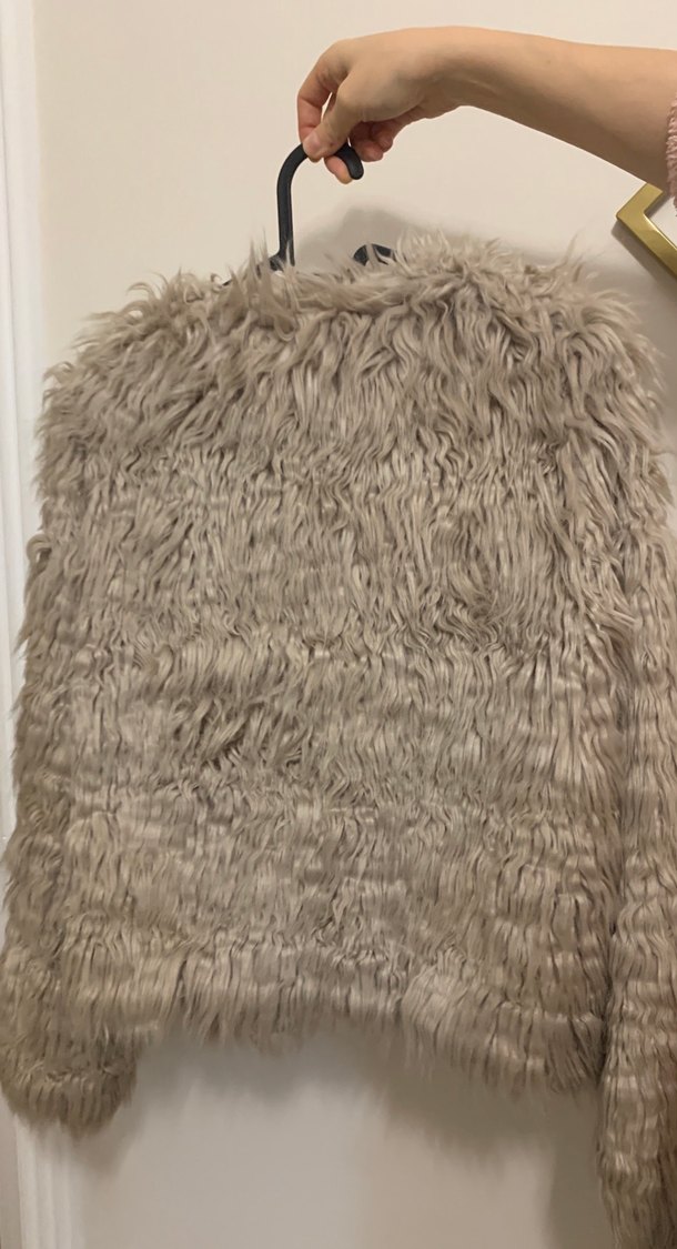 Gri Kadın Suni Kürk Ceket - Görsel 4