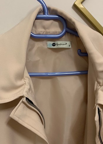 Bej Midi Kadın Ceket, Notched Lapel Yaka - Görsel 3