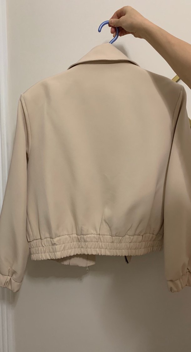 Bej Midi Kadın Ceket, Notched Lapel Yaka - Görsel 2