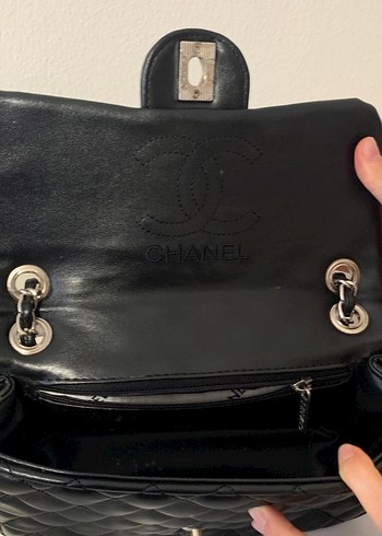 Siyah Deri Zincir Detaylı Kadın Çanta - Görsel 3