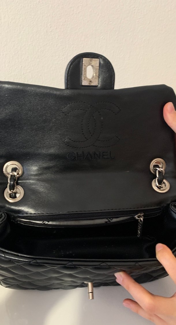 Siyah Deri Zincir Detaylı Kadın Çanta - Görsel 3