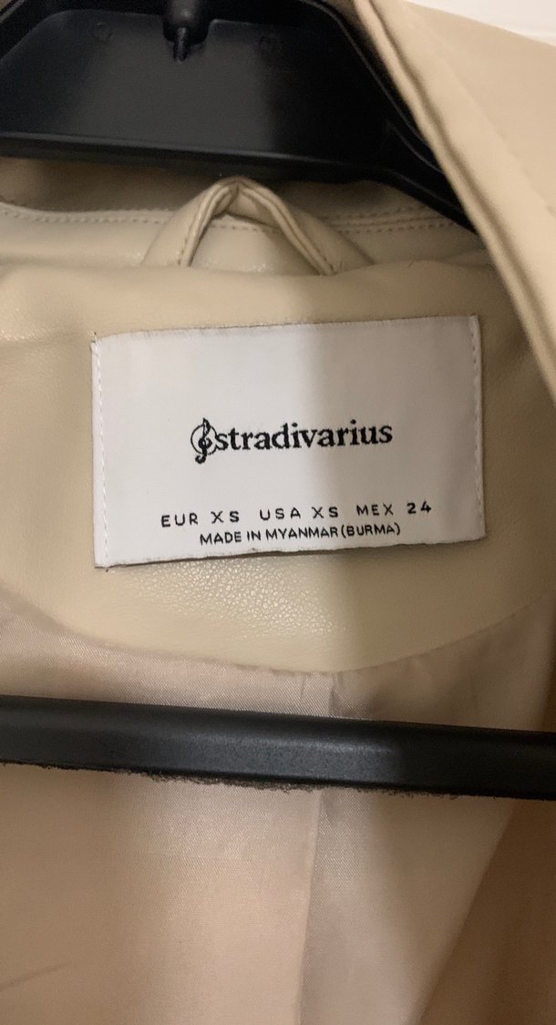 Bej Kadın Deri Kemerli Ceket - Görsel 2