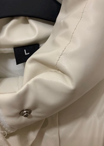Fermuarlı Beyaz Deri Midi Kışlık Kadın Mont - Görsel 4