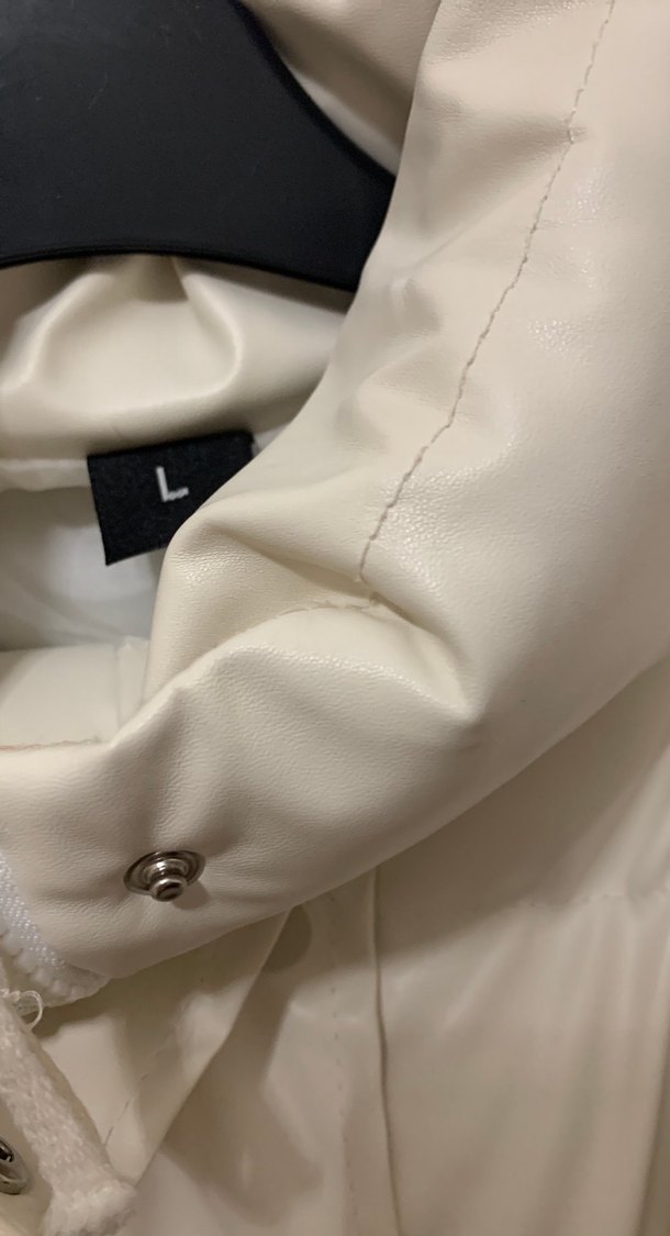 Fermuarlı Beyaz Deri Midi Kışlık Kadın Mont - Görsel 4