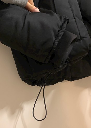 Kemerli Siyah Midi Kadın Kışlık Mont - Görsel 5