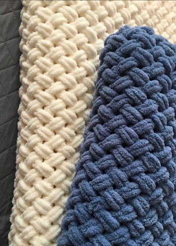 Pastel Mavi Örgü Çocuk Battaniyesi - Görsel 6