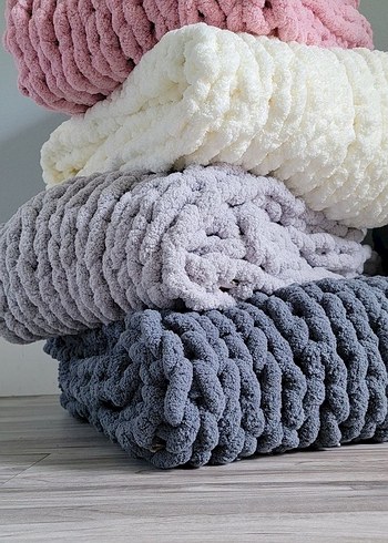 Pastel Mavi Örgü Çocuk Battaniyesi - Görsel 4