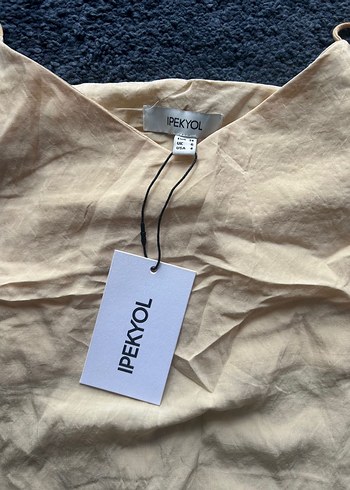 İpekyol Sarı Keten Volanlı Mini Atlet - Görsel 4