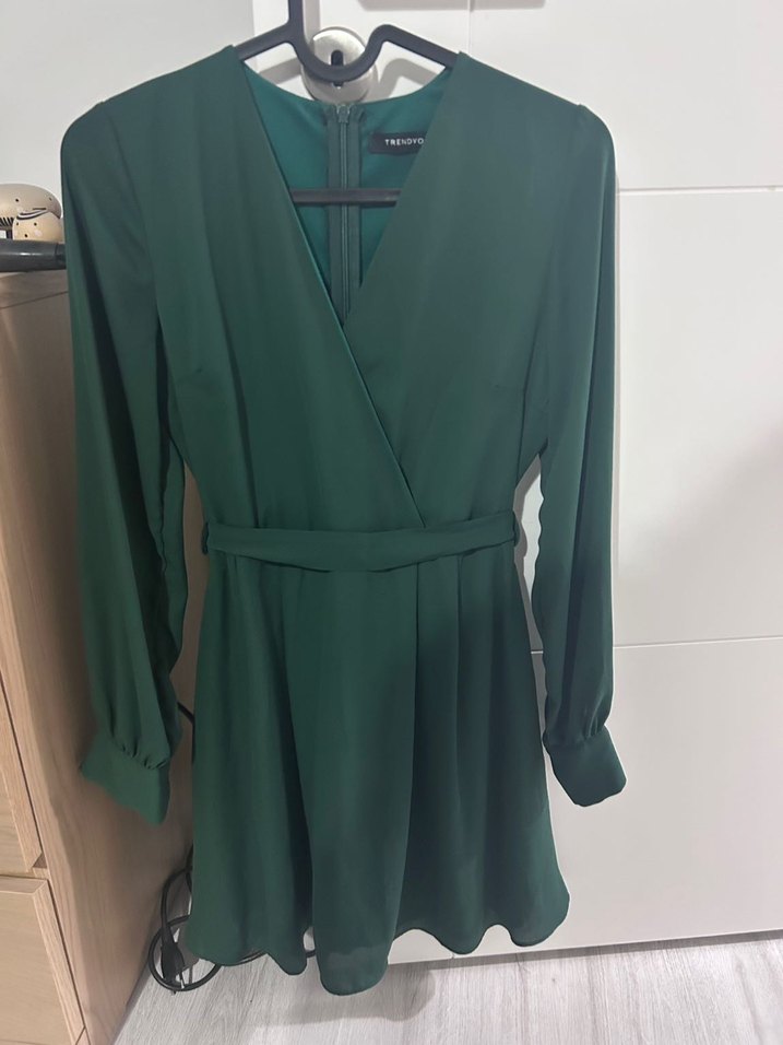 Kemerli Yeşil Midi Elbise - Görsel 2