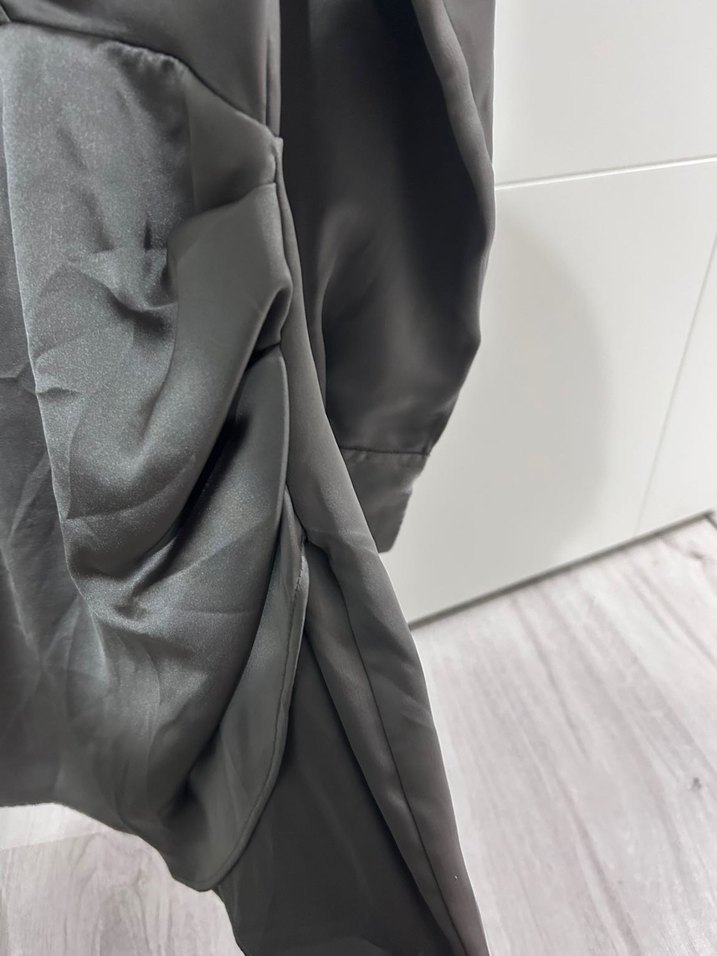 Zara Gri Kadın Midi Saten Elbise - Görsel 3