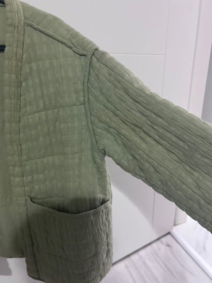 Zara yeşil Pliseli Kadın Keten Ceket - Görsel 4