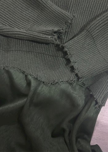 Twist Uzun Kol Drapeli Yeşil Elbise - Görsel 5