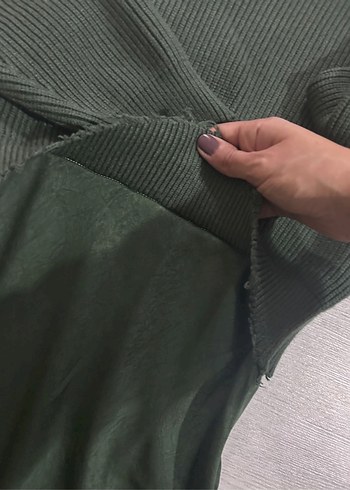 Twist Uzun Kol Drapeli Yeşil Elbise - Görsel 4