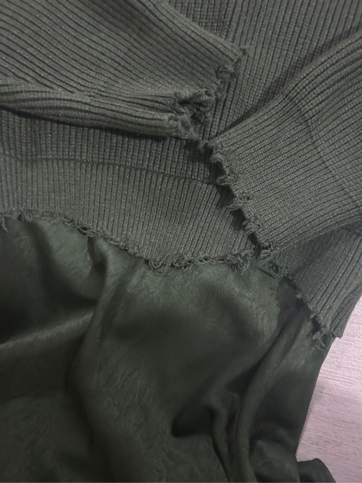 Twist Uzun Kol Drapeli Yeşil Elbise - Görsel 5