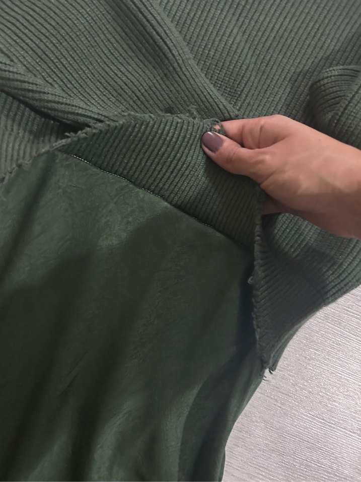 Twist Uzun Kol Drapeli Yeşil Elbise - Görsel 4