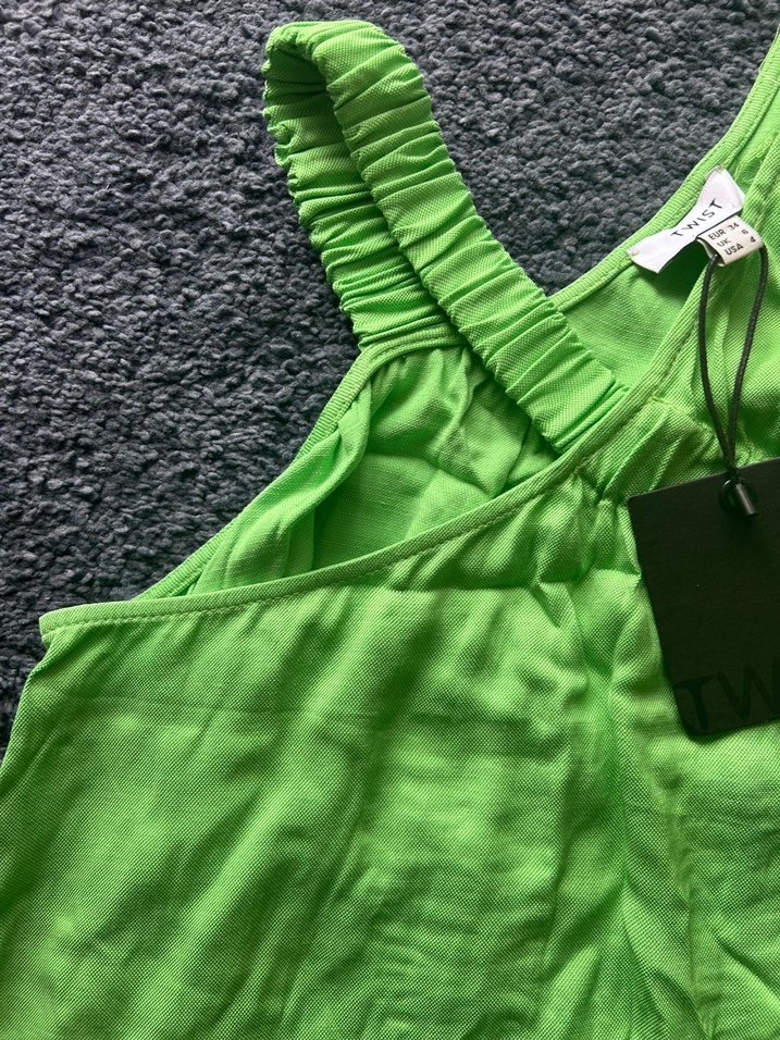 Twist etiketli Yeşil Pilili Kolsuz Bluz - Görsel 3