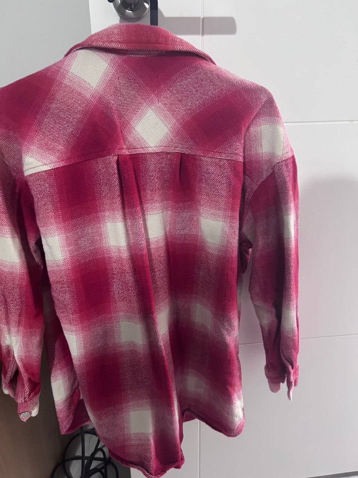 Pembe Bağlama Desenli Salaş Kadın Gömlek - Görsel 4