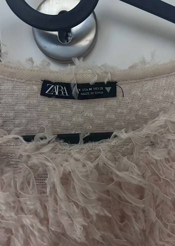 Zara Bej Tüylü Kadın Triko Kazak - Görsel 5