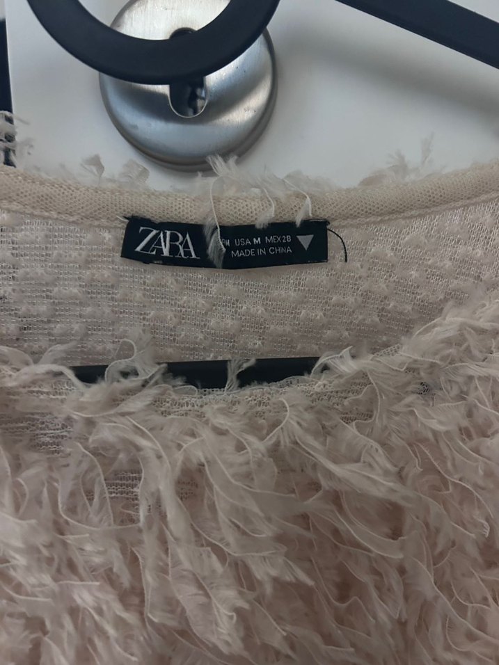 Zara Bej Tüylü Kadın Triko Kazak - Görsel 5