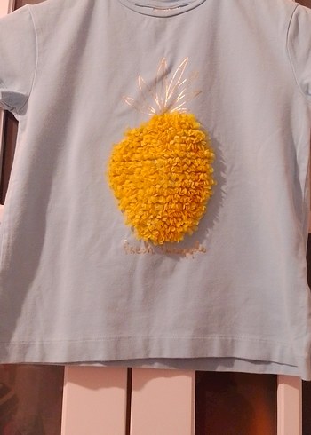 Kız Çocuk Sarı Fırfırlı Baskılı Tişört - Görsel 3