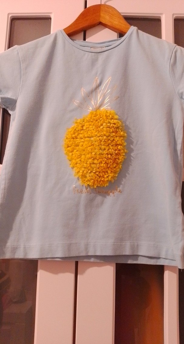 Kız Çocuk Sarı Fırfırlı Baskılı Tişört - Görsel 3