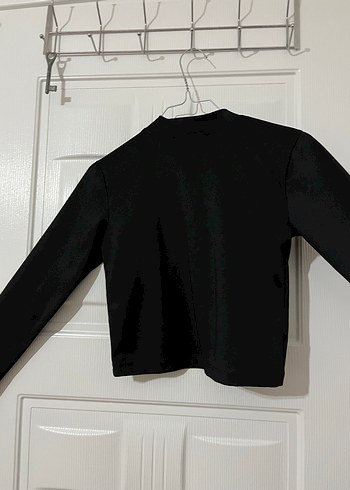 Düğmeli Siyah Kadın Crop - Görsel 2