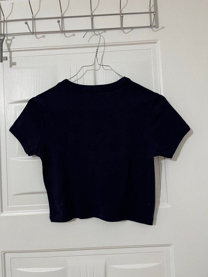 Kadın lacivert Kısa Kollu Pul İşlemeli Tişört - Görsel 2