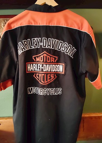 Siyah Turuncu Harley-Davidson Kısa Kollu Gömlek - Görsel 2