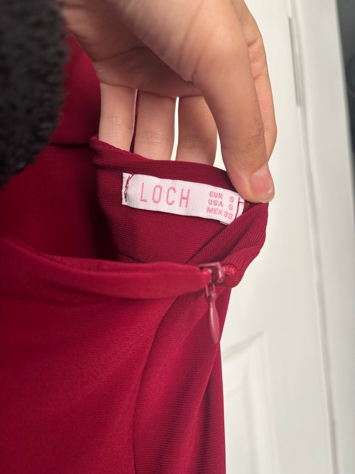 Bordo Uzun Drapeli İnce Askılı Elbise - Görsel 4