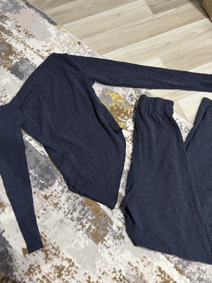 Lacivert Asimetrik Alt Üst Takım - Görsel 2