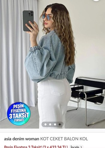 Kadın Gri Uzun Kollu Bol Kesim Denim Ceket - Görsel 4