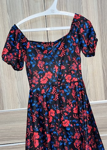 Çiçek Desenli Mini Straplez Elbise - Görsel 2