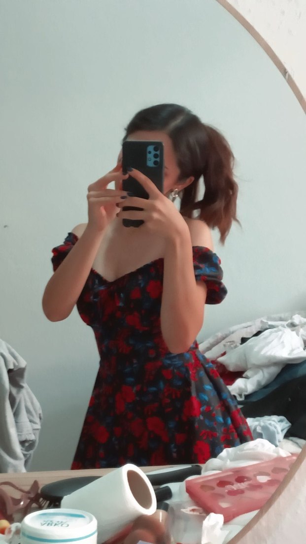 Çiçek Desenli Mini Straplez Elbise - Görsel 3